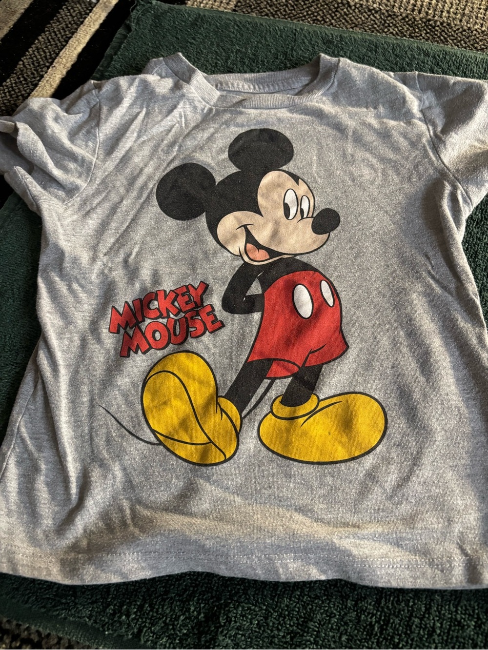 Disney Mickey Mouse Grey Kids Graphic Tee - Red & Yellow Accents